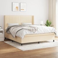 vidaXL Boxspringbett mit Matratze Creme 180x200 cm Stoff