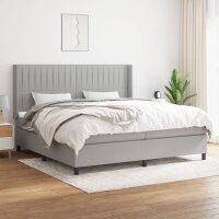 vidaXL Boxspringbett mit Matratze Hellgrau 200x200 cm Stoff