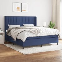 vidaXL Boxspringbett mit Matratze Blau 180x200 cm Stoff