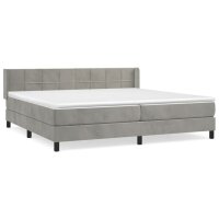 vidaXL Boxspringbett mit Matratze Hellgrau 200x200 cm Samt