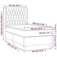 vidaXL Boxspringbett mit Matratze Dunkelbraun 90x190 cm Stoff