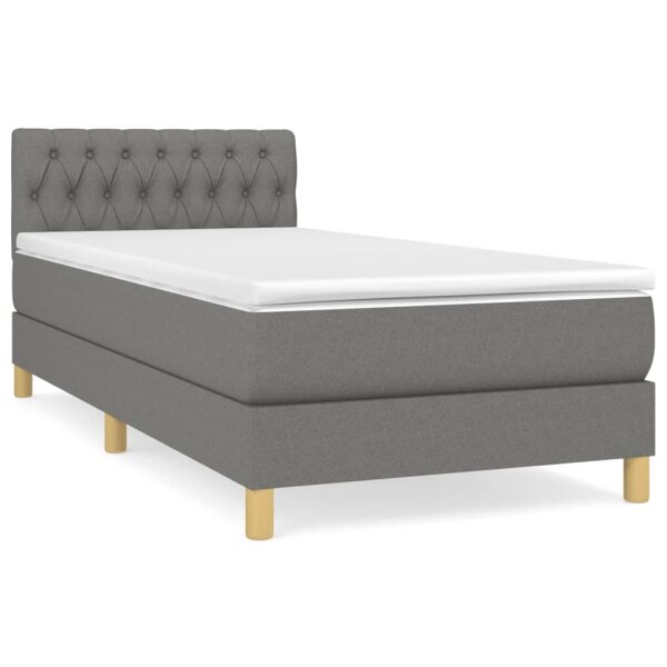 vidaXL Boxspringbett mit Matratze Dunkelgrau 80x200 cm Stoff