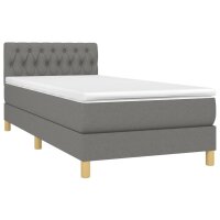 vidaXL Boxspringbett mit Matratze Dunkelgrau 80x200 cm Stoff