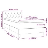 vidaXL Boxspringbett mit Matratze Dunkelgrau 80x200 cm Stoff