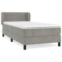 vidaXL Boxspringbett mit Matratze Dunkelgrau 90x200 cm Samt