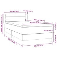 vidaXL Boxspringbett mit Matratze Dunkelgrau 90x200 cm Samt