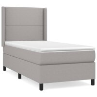 vidaXL Boxspringbett mit Matratze Hellgrau 90x190 cm Stoff