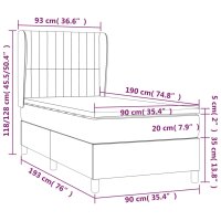 vidaXL Boxspringbett mit Matratze Hellgrau 90x190 cm Stoff