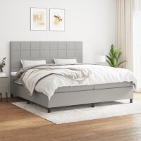 WOWONA Boxspringbett mit Matratze Hellgrau 200x200 cm Stoff