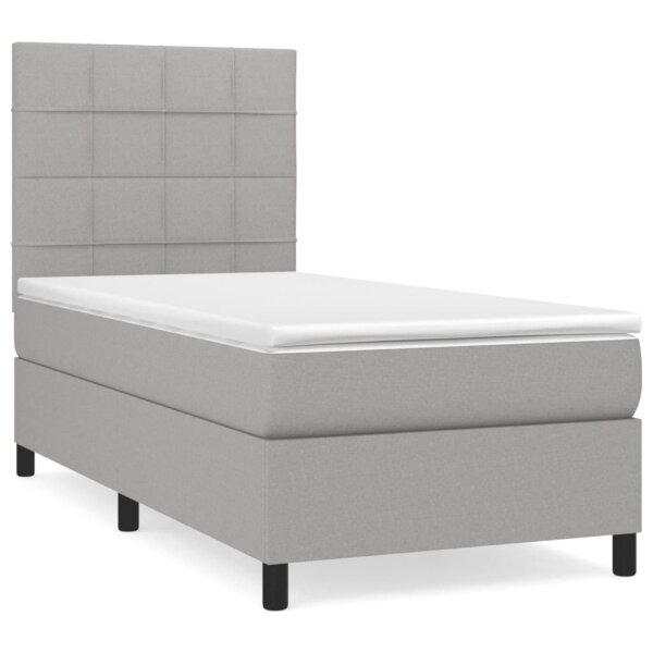 vidaXL Boxspringbett mit Matratze Hellgrau 90x190 cm Stoff