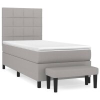 vidaXL Boxspringbett mit Matratze Hellgrau 90x190 cm Stoff