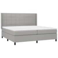 WOWONA Boxspringbett mit Matratze &amp; LED Hellgrau 200x200 cm Stoff