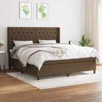 vidaXL Boxspringbett mit Matratze Dunkelbraun 160x200 cm Stoff