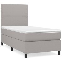 vidaXL Boxspringbett mit Matratze Hellgrau 90x190 cm Stoff