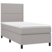 vidaXL Boxspringbett mit Matratze Hellgrau 90x190 cm Stoff