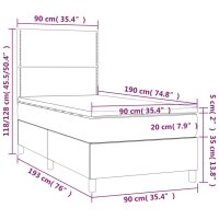 vidaXL Boxspringbett mit Matratze Hellgrau 90x190 cm Stoff