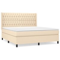 vidaXL Boxspringbett mit Matratze Creme 180x200 cm Stoff