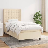 vidaXL Boxspringbett mit Matratze Creme 80x200 cm Stoff