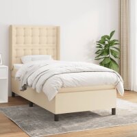 WOWONA Boxspringbett mit Matratze Creme 90x200 cm Stoff