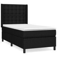 vidaXL Boxspringbett mit Matratze Schwarz 100x200 cm Stoff