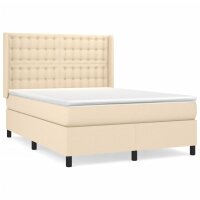 WOWONA Boxspringbett mit Matratze Creme 140x190 cm Stoff