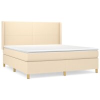 vidaXL Boxspringbett mit Matratze Creme 180x200 cm Stoff