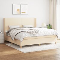 vidaXL Boxspringbett mit Matratze Creme 200x200 cm Stoff