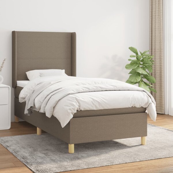 WOWONA Boxspringbett mit Matratze Taupe 80x200 cm Stoff