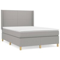 vidaXL Boxspringbett mit Matratze Hellgrau 140x200 cm Stoff