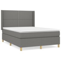 vidaXL Boxspringbett mit Matratze Dunkelgrau 140x200 cm Stoff