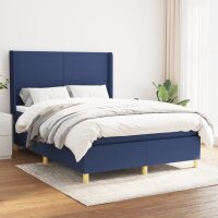 vidaXL Boxspringbett mit Matratze Blau 140x200 cm Stoff