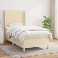 vidaXL Boxspringbett mit Matratze Creme 90x190 cm Stoff