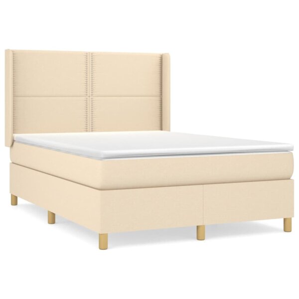 vidaXL Boxspringbett mit Matratze Creme 140x200 cm Stoff