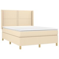 vidaXL Boxspringbett mit Matratze Creme 140x200 cm Stoff