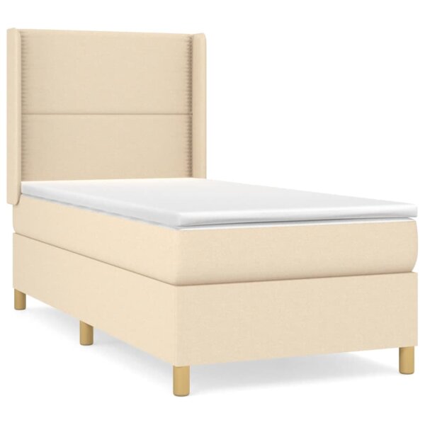 vidaXL Boxspringbett mit Matratze Creme 90x190 cm Stoff