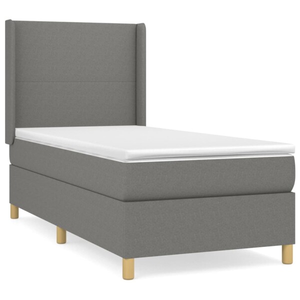 vidaXL Boxspringbett mit Matratze Dunkelgrau 100x200 cm Stoff