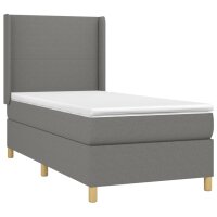 vidaXL Boxspringbett mit Matratze Dunkelgrau 100x200 cm Stoff