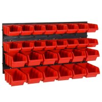 vidaXL 30-tlg Stapelboxen-Wandregal Rot & Schwarz...