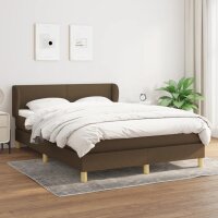 vidaXL Boxspringbett mit Matratze Dunkelbraun 140x200 cm Stoff