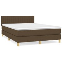 vidaXL Boxspringbett mit Matratze Dunkelbraun 140x200 cm Stoff