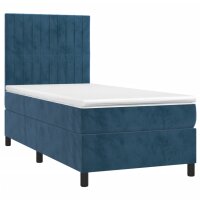 vidaXL Boxspringbett mit Matratze Dunkelblau 80x200 cm Samt