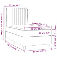 vidaXL Boxspringbett mit Matratze Dunkelblau 80x200 cm Samt