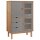 vidaXL Highboard OTTA Braun&amp;Grau 85x43x125 cm Massivholz Kiefer