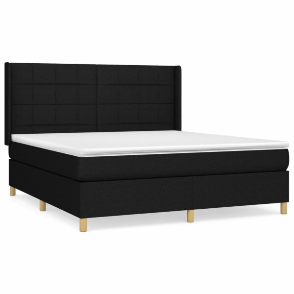 vidaXL Boxspringbett mit Matratze Schwarz 180x200 cm Stoff