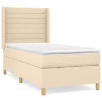 WOWONA Boxspringbett mit Matratze Creme 80x200 cm Stoff