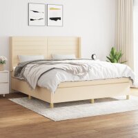 vidaXL Boxspringbett mit Matratze Creme 160x200 cm Stoff