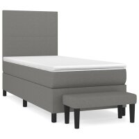 vidaXL Boxspringbett mit Matratze Dunkelgrau 80x200 cm Stoff