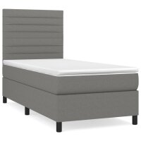 vidaXL Boxspringbett mit Matratze Dunkelgrau 80x200 cm Stoff