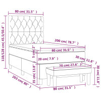 WOWONA Boxspringbett mit Matratze Dunkelgrau 80x200 cm Stoff