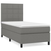 WOWONA Boxspringbett mit Matratze Dunkelgrau 80x200 cm Stoff